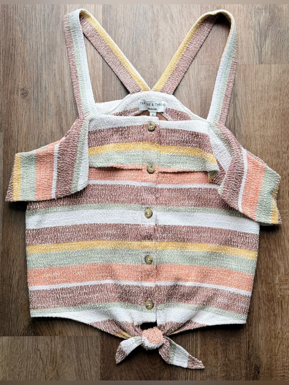 Madewell Texture & Thread | Striped Tie Front Crop Top | Off Shoulder Tank